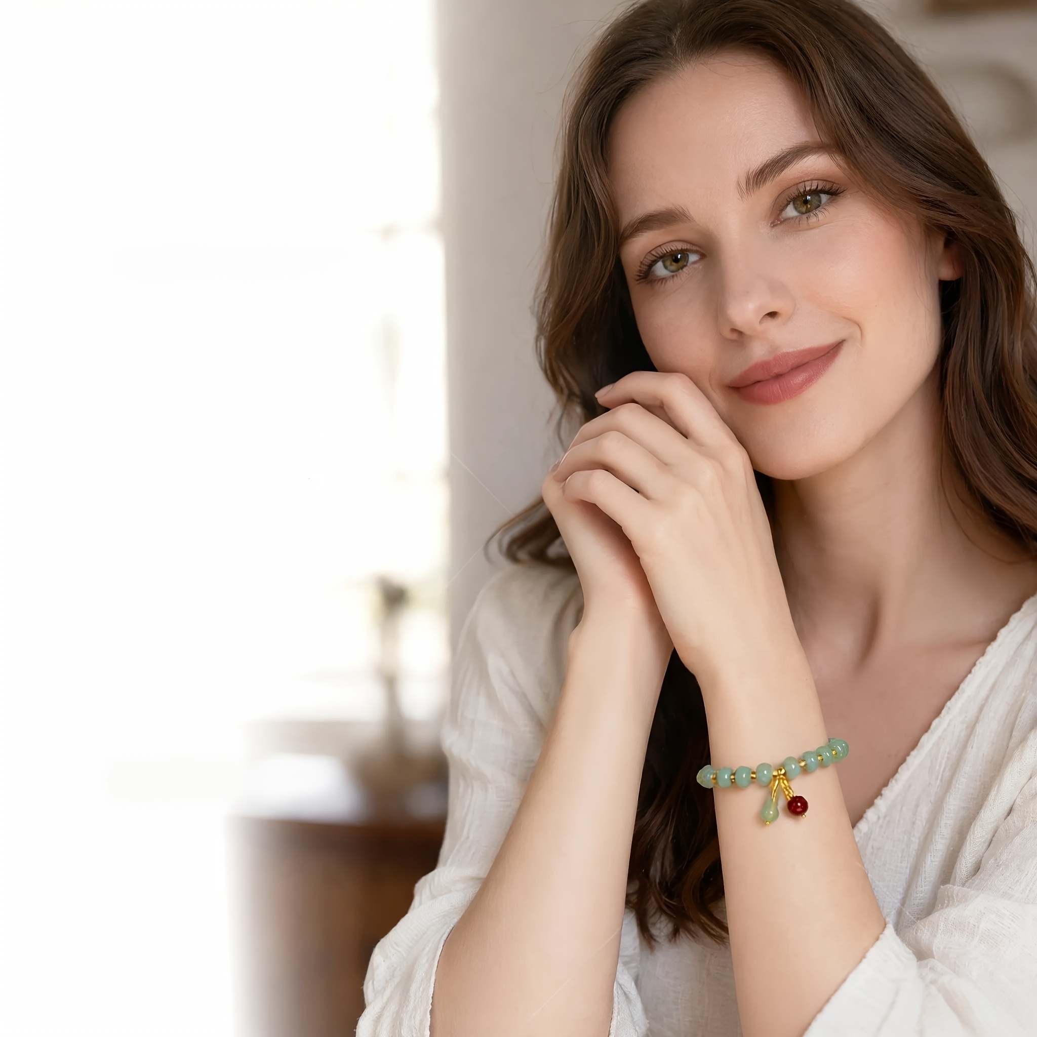 Natural Stone Abacus Bead Bracelet, Unisex Gift